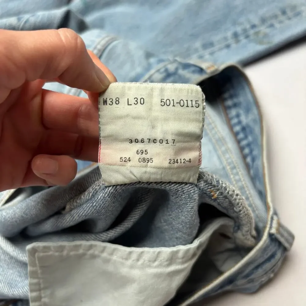 Vintage 90s Levi's 501 Straight Leg Jeans 36x30 Made in USA Light Wash Dirt